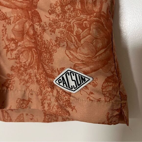 Pacsun Swim Shorts Mens Size Small Orange Flowers Trunks Board Beach Surf - Picture 4 of 12